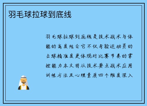 羽毛球拉球到底线